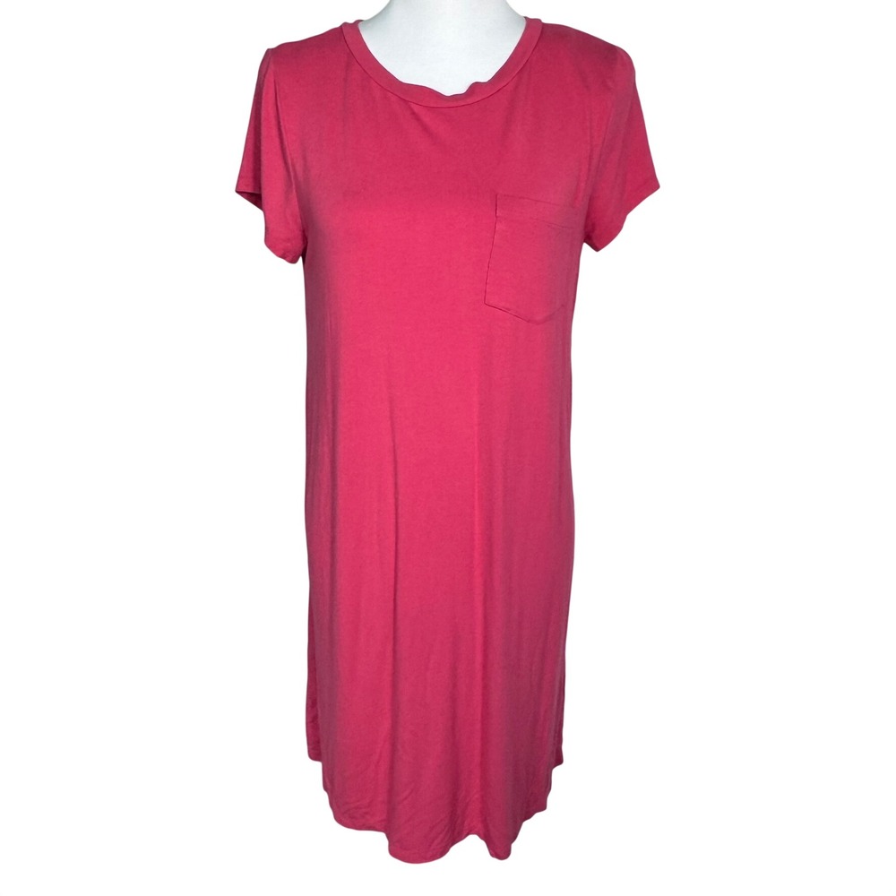 ST JOHN'S BAY Women's Small Coral Pink Short Sleeve Pocket T-Shirt Shift Dress